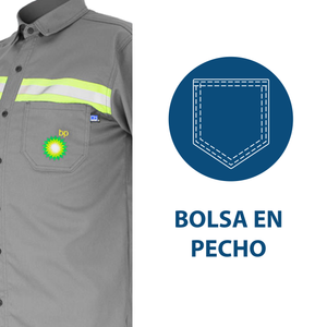 Camisa casual para despachador de gasolinera BP México.